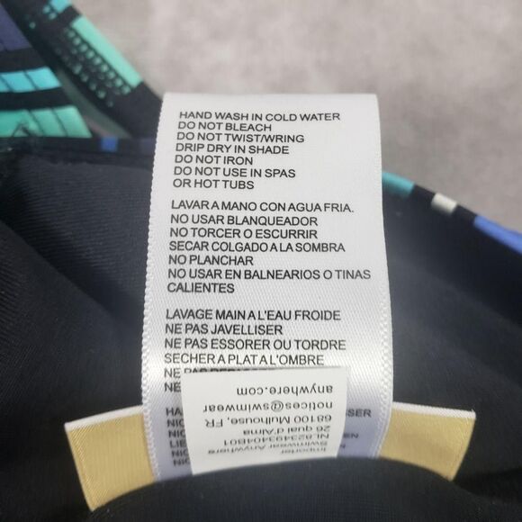 Michael Michael Kors Swimsuit Womens 8 Black Multi Stripe One Piece O-Ring - Picture 11 of 13